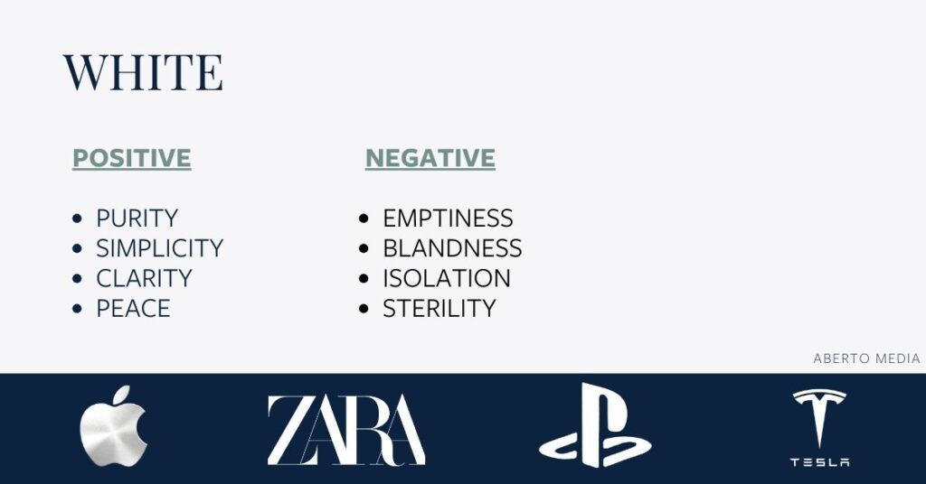 White in color psychology – feelings evoked and minimalist brand logos

